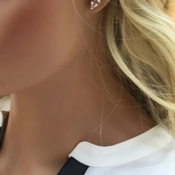 14K Yellow Gold Pink Pear Morganite Earrings - Picture 4 of 4